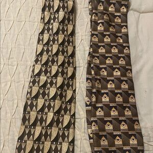 Geometric Patterned Brown and Gold Ties (2)